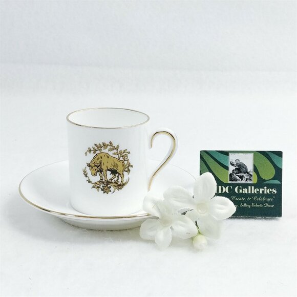 Espresso Demitasse Cup Saucer Zodiac Taurus Tuscan Fine Bone China Hallmarked - Picture 8 of 8
